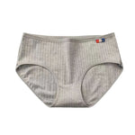 1 Pack Women's Ribbed Cotton Panties Stretchy Mid Rise Underwear Sexy Lingerie Breathable Japanese Style Multicolor Briefs M-XL