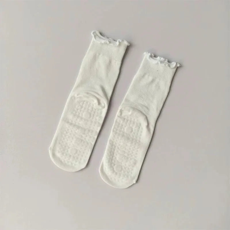 Women's Mid-Tube Cotton Yoga Sports Socks Summer Non-Slip Solid Color Breathable Anti-Fungus Fitness Edge Pure Cotton Socks