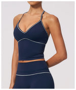Summer Back I Shaped Sports Bra Sexy Deep V Neck Contrast Color Slimming Yoga Tank Top Outdoor Workout Fitness Gym Running Vest