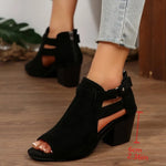 2026 Women SandalsChunky High Heels Soild Gladiator Open Peep Toe Women Black Shoes Buckle Back Zipper Sandalias De Mujer