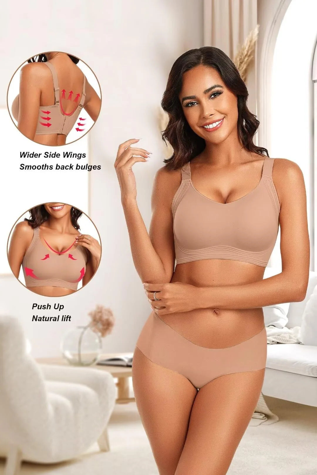 Women's Wire-free Seamless Bra Solid Color Full Cup Thin Molding Underwear Seamless Push-up Comfortable Underwear
