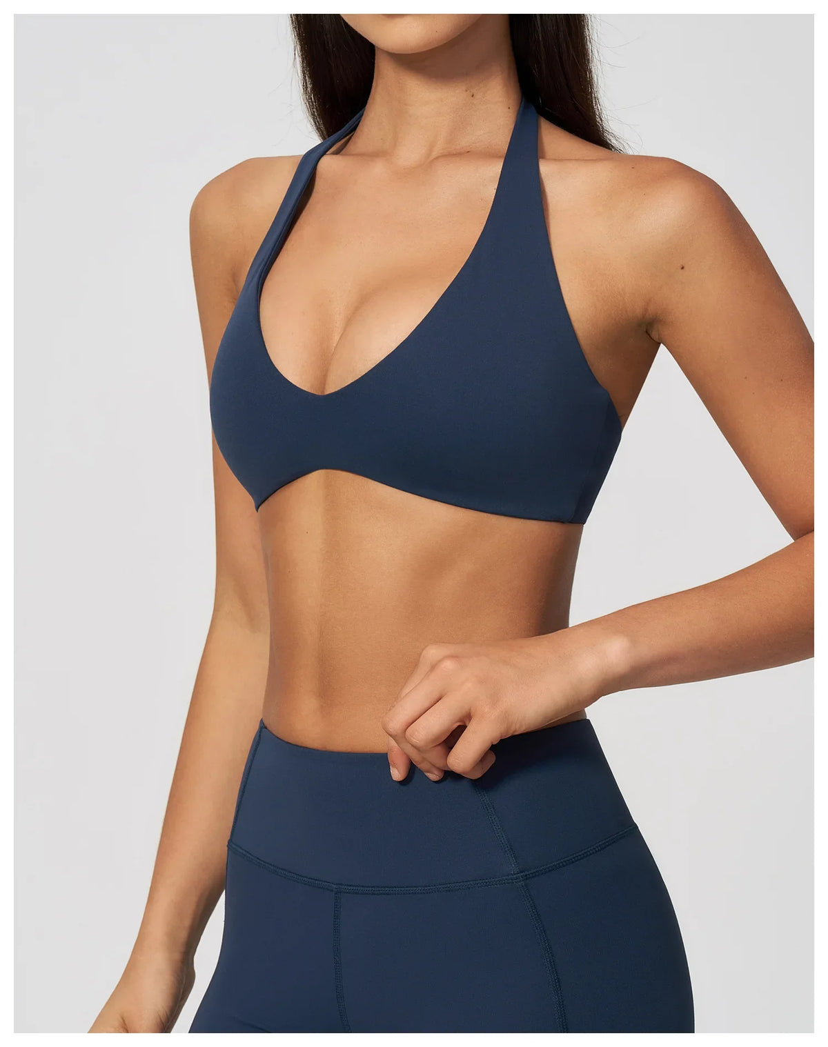 Halter V Neck Yoga Bra Sexy Backless Shockproof Gym Sports Tank Top Quick Dry Workout Fitness Outdoor Gym Running Bra