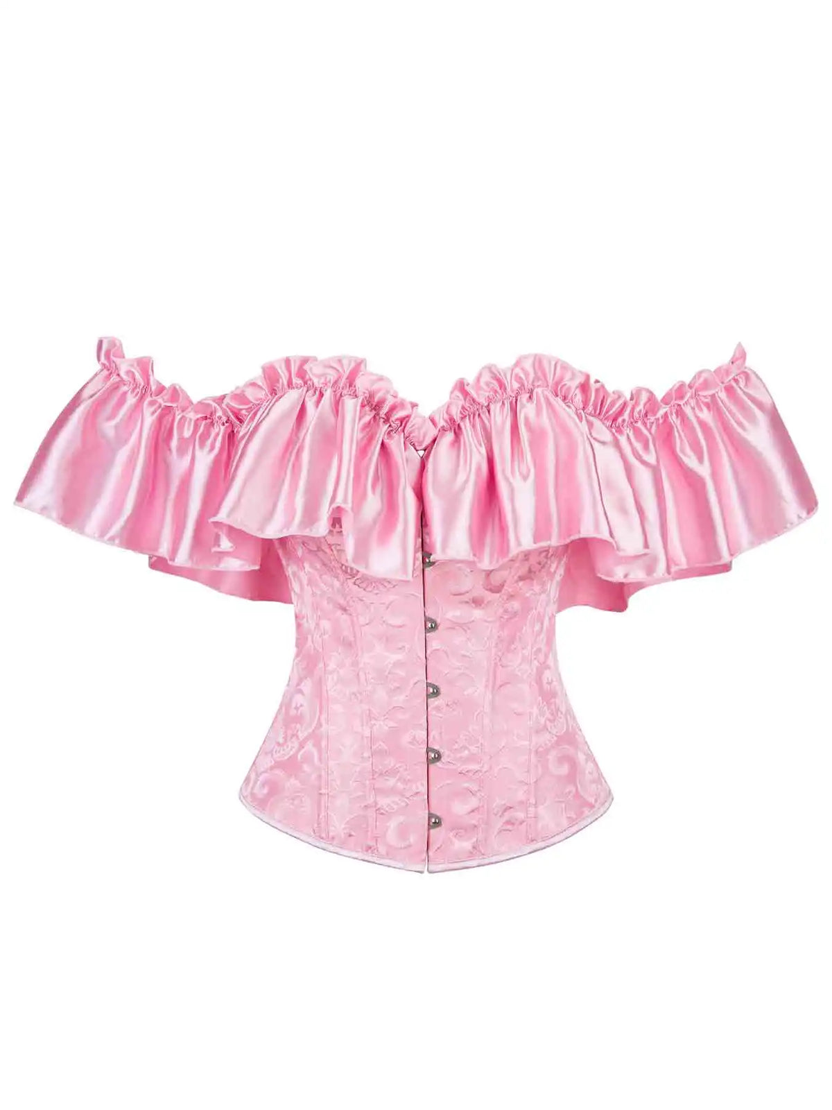 Chest corset with satin ruffled sleeves and waist-tightening palace corset at the back of the shoulder.