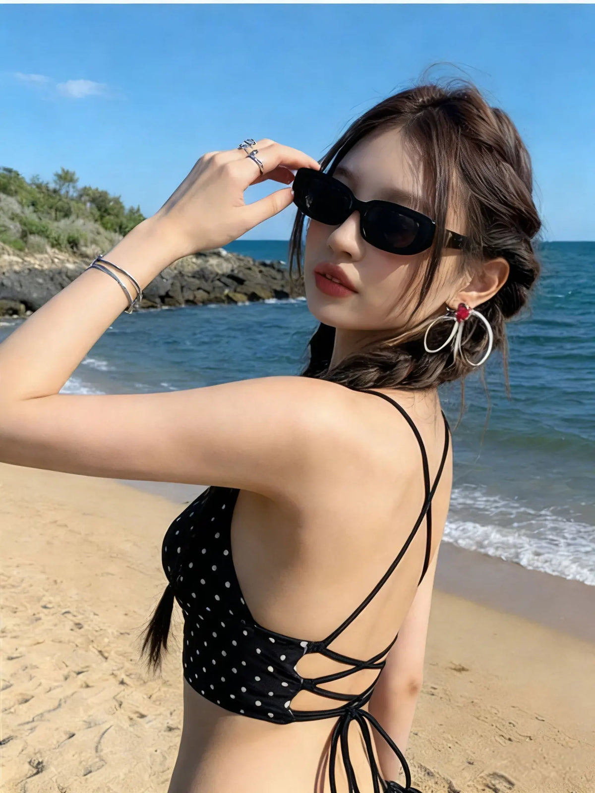 New 2026 Women's Bikini Dot Print Sets Sexy Triangle Cup Strap Split Hot Girl Swimsuit Bikini for Women Beach Hot Spring Suit