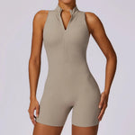 Scrunch Sports Overalls Gym Jumpsuit Women's Fitness Suit Short Sets for Woman Tracksuit Yoga Clothing Zipper Workout Sportswear