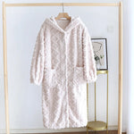 Winter Couple Flannel Pajamas Set Long Thickened Suit with Long-Sleeved Hooded Tops And Pants for Men /Women Home Comfort Wear