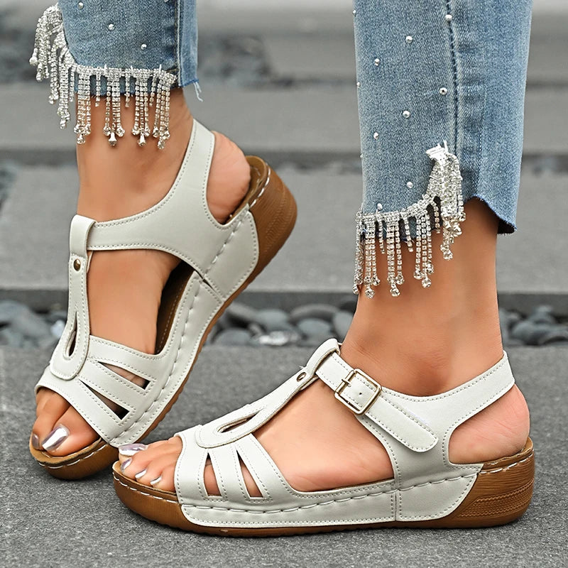 2025 Summer Women Wedge Sandals Lightweight Ankle Buckle Platform Gladiator Sandals Woman Peep Toe Non Slip Beach Sandles 36-43