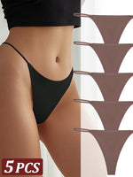 5Pcs Seamless Thong Women Thin Strap Invisible Low Waist High Stretch Flexibility Panties Sexy Underwear Ladies Briefs T-back