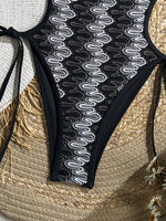 New Sexy Orange Stripe One Piece Swimsuit 2026 Women V Neck Hollow Out Backless Thong Bikini Beach Holiday Bathing Suit Swimwear