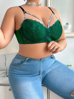 Women's Sexy Plus Size Underwear Half Cup Pull Together Solid Lace Design Suitable for Full Women XL-XXL MR2670