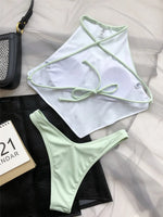 light blue Halter Bandana Bikinis Sets micro Thong sexy Swimsuit Women Swimwear Backless high cut Bathing Suit Bikini 2026 Mujer