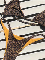 High Cut Micro Bikini Women Brown Leopard Bandage Push Up Bra Swimsuit Sexy Bathing Suit Padded Thong Swimwear Biquini 2026