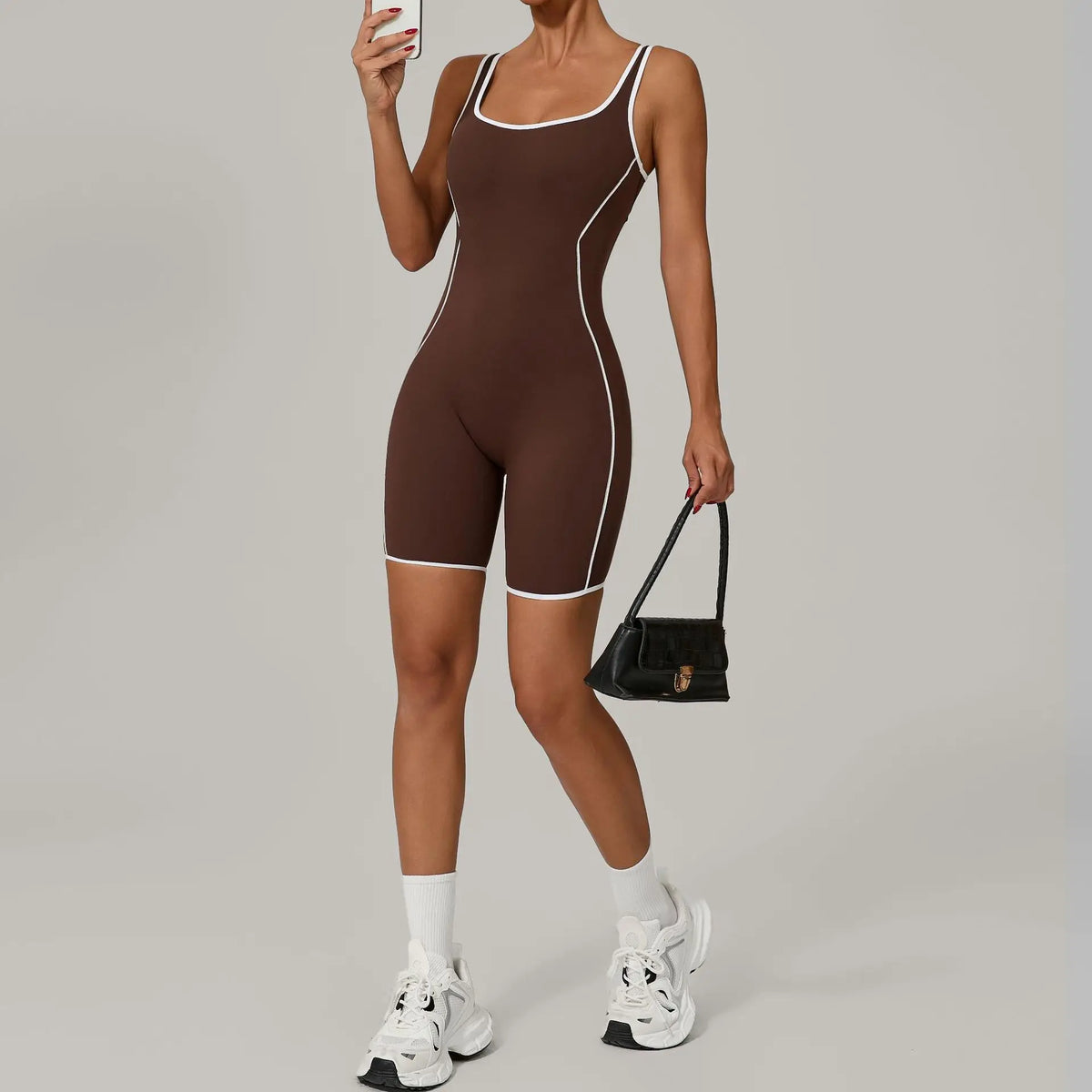 Sexy Sleeveless Backless Scrunch Yoga Jumpsuit Women Black Contrast Hollow One Piece Sports Suit Tight Fitness Sports Overalls