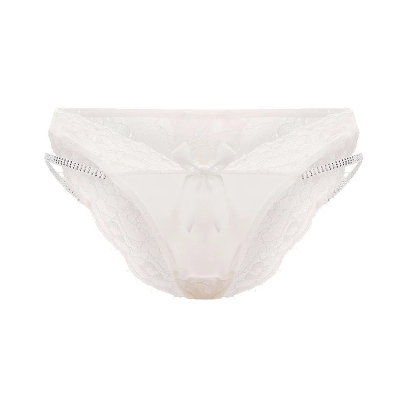 Rhinestones Girls Sexy G String Lace Panties Women Underwear Briefs Hollow Out Thong Transparent Lingerie Intimates