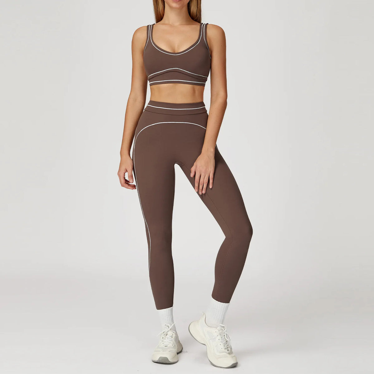 2PCS Yoga Set Gym Clothes Outdoor Sports Outfits Women Tracksuit Gym Fitness Suits Workout Long Sleeved Flared Pants Sportswear