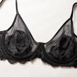 Women's Transparent Bra UltraLace Bra Full Coverage Push Up Plus Size Mermaid Scales Unlined Ultra-Thin Cup Underwear