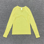 Women's Slim Fit Long Sleeve Yoga Sports Top Breathable Stretch Seamless Pilates Training T-Shirt Fitness Running Shirt T-shirt