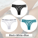New 3Pcs Lace Thongs Women Floral G-string Underwear Trendy Letter T-Back Underpants Sexy Low Waist Bikini Panties Ladies Panty