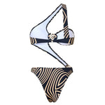 One Shoulder One Piece Swimsuit Woman Trikini Ring Linked Swimwear Thong Beachwear Woman 2025 Bathing Suits Holiday Pool Summer