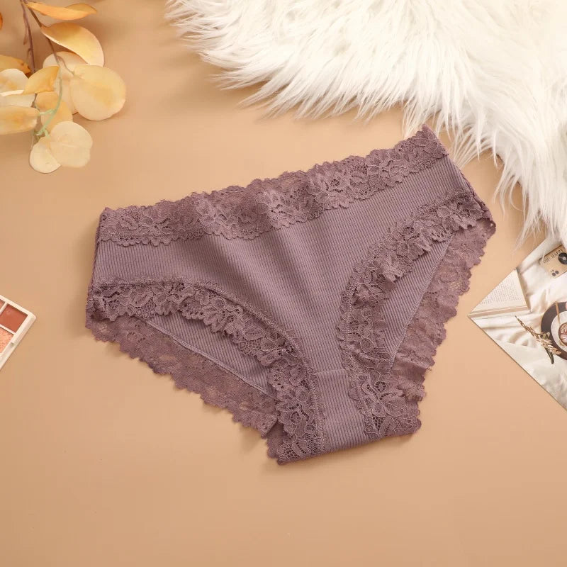 Sexy Cotton Lace Panty Women Low Waist Panties Underwear S-XL Solid Color Ladies Briefs Lingere Underware Comfortable Women