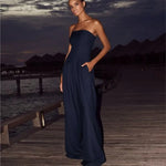 Women's 2025 Summer New Fashion Tube Jumpsuit Sleeveless Strapless Romper Sexy Wide Leg Romper Y2K Fashion High Street Jumpsuit