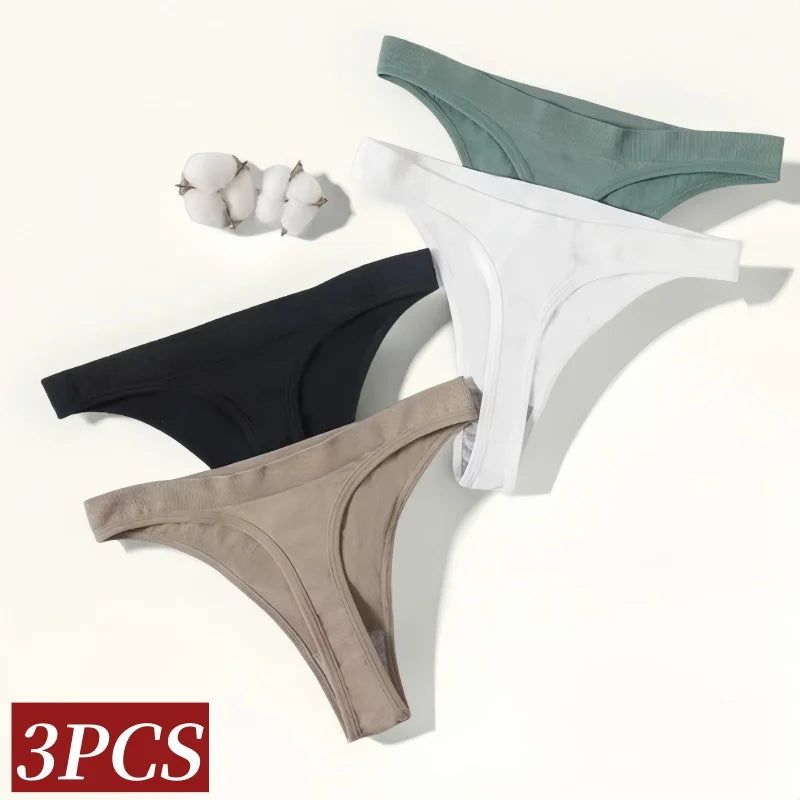 3Pcs/Set Women Brazilian Panties High Rise G-string Thongs Female Underpants Sexy Lingerie Sports Seamless Underwear M-XL T-Back