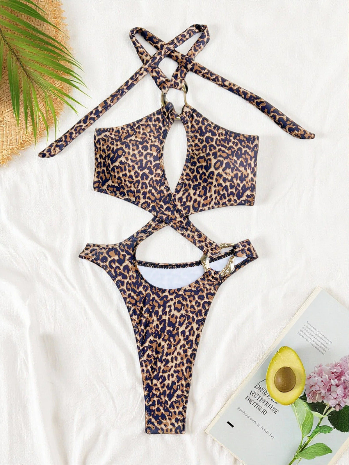 Shiny Blue Snakeskin Print One Piece Swimsuit Women 2026 Sexy Hollow Out Backless Metal Cross Bathing Suit Swimwear Monokini