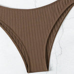 Brown Ruffled Edge Bikini Pushup Bead Straps Solid Swimwears Sexy Swimsuit Women 2026 High Cut Bathing Suit Bikinis Sets Mujer