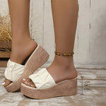 Leather Wedges Sandals for Women Summer Lightweight Chunky Platform Sandals Woman Plus Size Super High Heeled Shoes