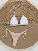 DEKA Women Hollow Out Scalloped Pearls Bikini Set Seashell Swimwear Bather Bathing Suit Swim Halter Bikini Female Swimsuit