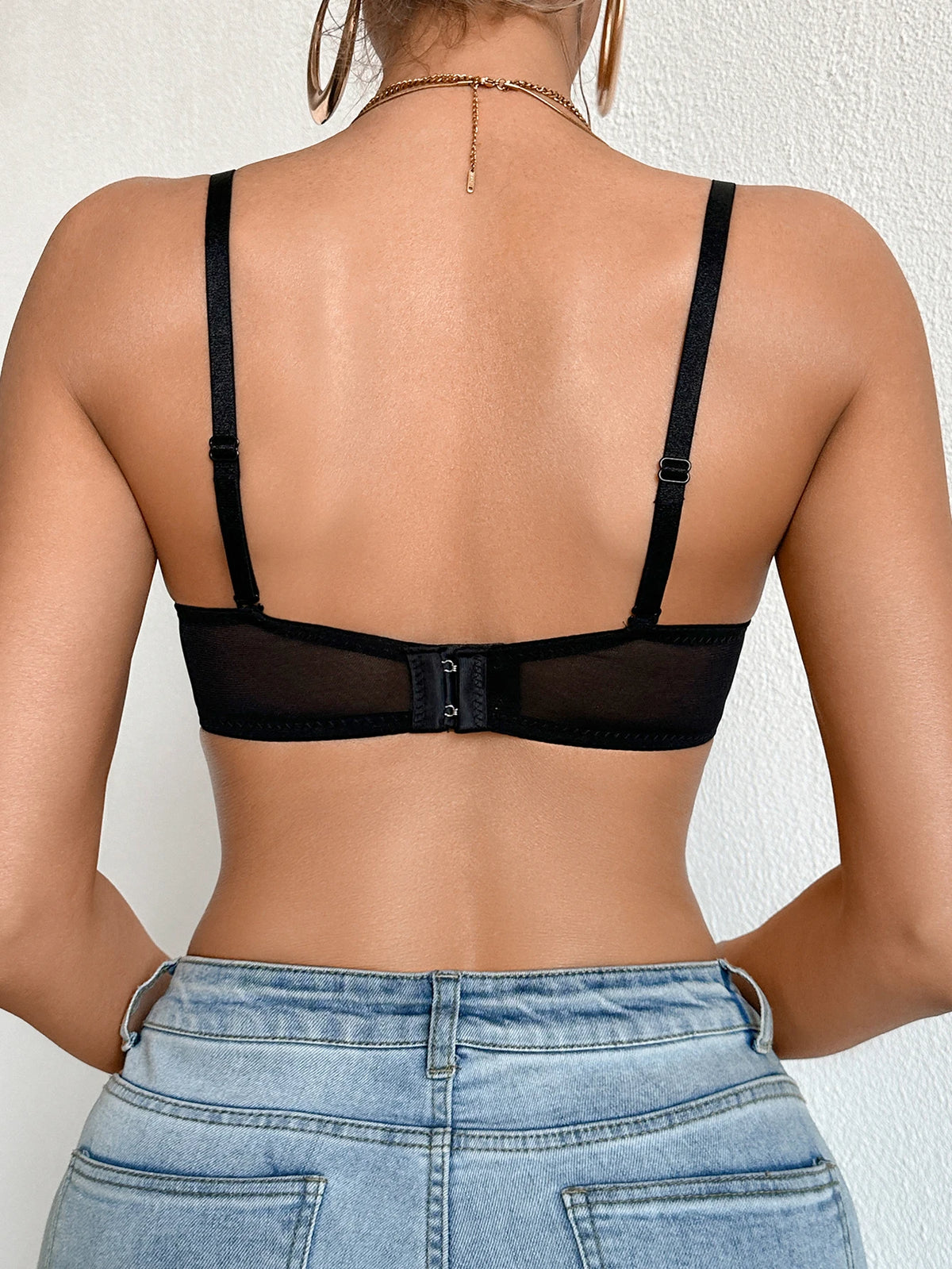 Stylish Lace Women Bra Sheer Mesh Push up Bra Daily Underwired Sexy Lingerie Breathable & Comfortable Bra