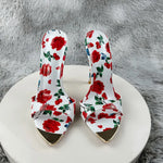 Sexy and fashionable printed slippers Shoes For Women's Sandals Summer Sexy Slippers Pointe Toe Thin Heels Stiletto Sandals12cm
