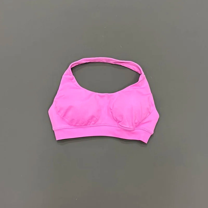 HISTELLO Impacts Sports Bra Women Seamless Yoga Halter Top High Support Push Up Open Back Gym Wear Workout Fitness Underwear