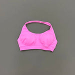 HISTELLO Impacts Sports Bra Women Seamless Yoga Halter Top High Support Push Up Open Back Gym Wear Workout Fitness Underwear