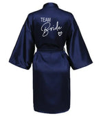 Wedding Party Team Bride Robe With Black Letters Kimono Satin Pajamas Bridesmaid Bathrobe SP001