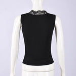 2026 Spring Summer New Arrival Elegant Sleeveless Women's Short Top Chic Fitted Lace-Panel Deep V-Neck Crop Tank Top Commute