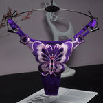 Women Butterfly Embroidery Thong Panties Sexy Lace G String Adjustable Strap Low Rise Underwear Soft Breathable Lingerie
