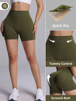 Women High Waist Yoga Shorts With Luminous Strips Sportswear Woman Gym Shorts Legging Fitness Running Activewear Workout Clothes