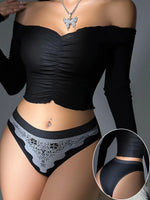 Women Low Waist Bikini Panties Retro Floral Print Wavy Edge Breathable Briefs Sexy Ladies Underwear Lingerie Z412