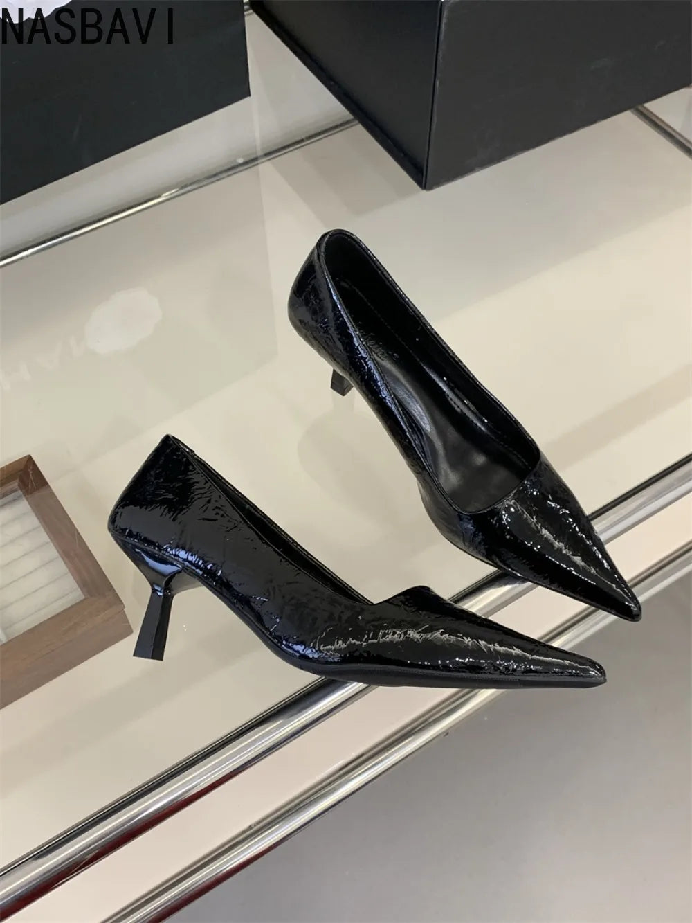 2026 Spring New Women Pointed Toe Shallow Pumps Slip on Shoes French Shallow Heel Elegant Dress Pumps OL Dress Party Shoes Mujer