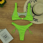 Micro Bikini 2022 Sexy Women Swimsuit Female Rib Bikini Set Push Up Women Swimwear Brazilian Biquini Cut Out Neon Bathing Suit