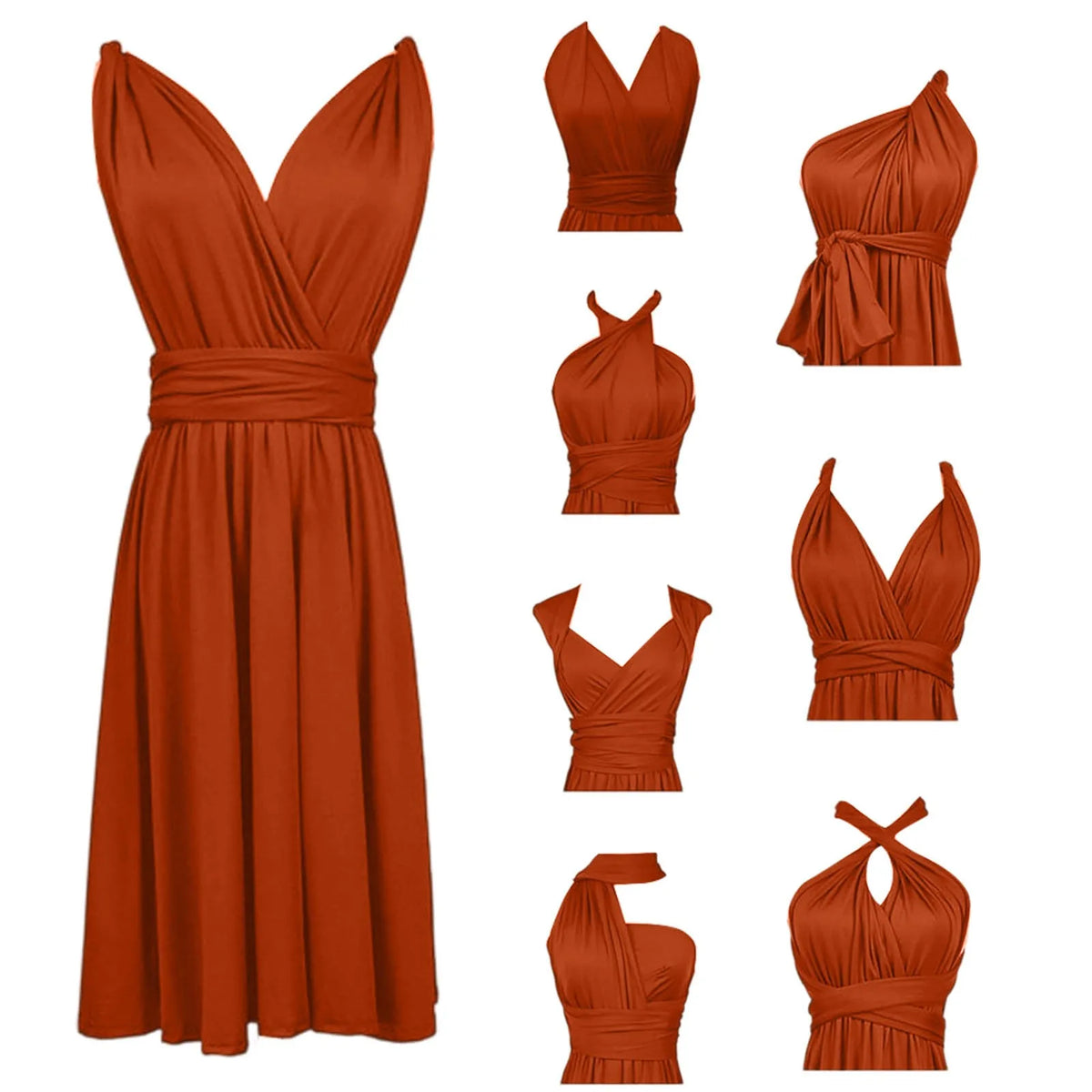Women's Sexy V Neck Evening Dress Tie Up Multiple Ways To Wear Cocktail Dress Convertible Wrap Infinity Short Bridesmaid Dresses