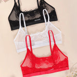 See Tbrough Lace Embroidery Women Lingerie Adjustable Strap Unlined Brassiere Women's Bras Floral Wire-Free No Pad Bra Underwear