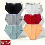 6Pcs/Set Women High Waist Cotton Briefs Letter Print Wide Waistband Panties Solid Color Full Coverage Hip Lifting Lingerie M-2XL
