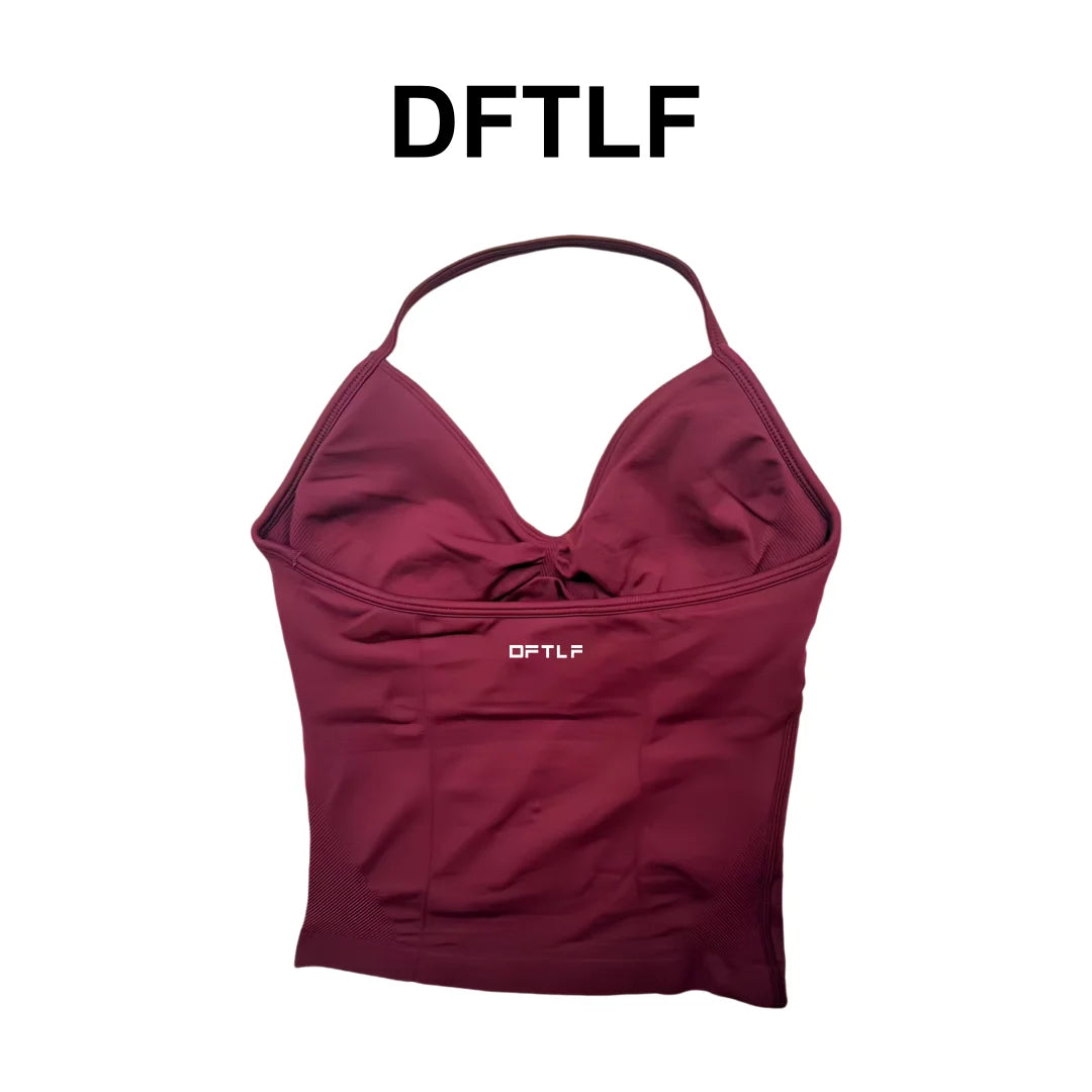 DFTLF Impact Longline Strappy Top Sports Yoga Vest Women Fitness Tank Top Gym Beautiful Open Back Bra Running Workout Halter
