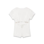 Women's Fashion Casual Short-Sleeve Round-Neck Tight-Fitting Top White Short Sleeve T Shirt Crew Neck Back Slit Casual Top P5RN