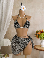 Vintage Pink Mesh Skirt 3 Piece Bikini Set Women Stone Strap Push Up Bra Triangle Swimsuit Holiday Bathing Suit Swimwear 2026