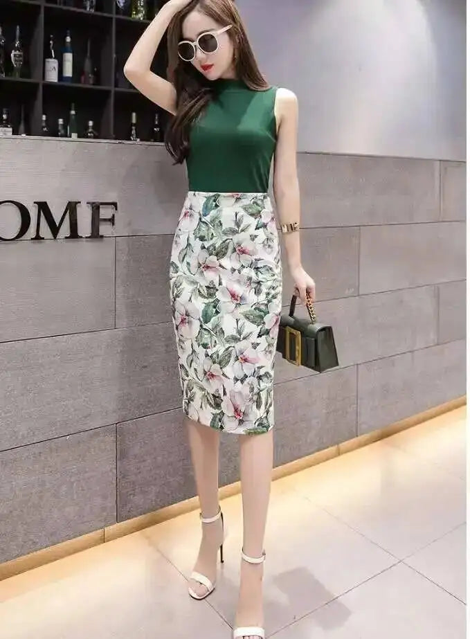 Spring Summer Women Y2K High Waist Midi Pencil Chiffon Skirts Slim Bodycon Vintage Hip Raise Korean Fashion Clothes UOV5