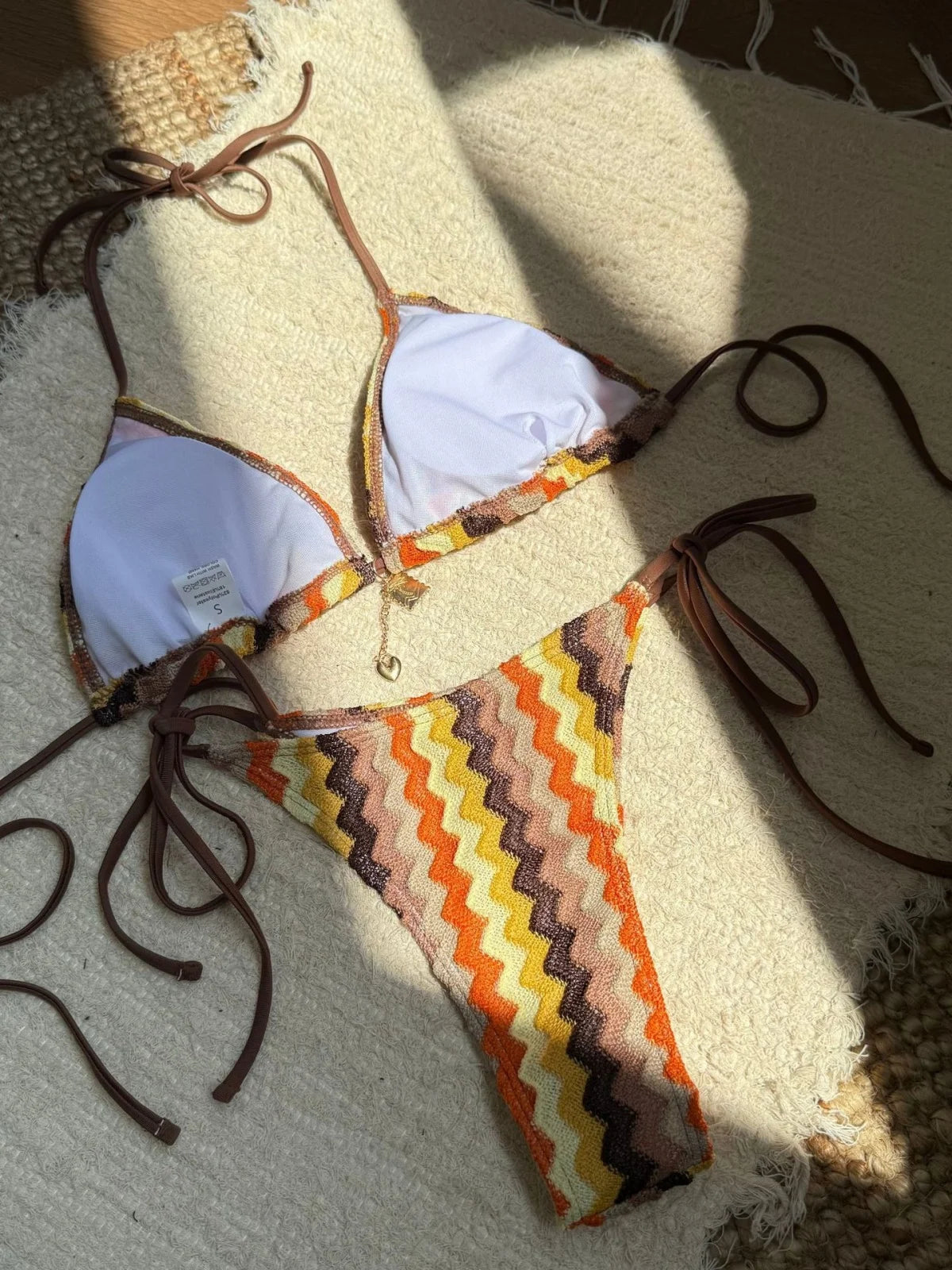 Sexy Lace Orange Gradient Bikini Set 2026 Women Summer Push Up Tie Side Triangle Swimsuit Beach Bathing Suit Holiday Swimwear