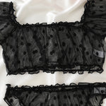 Women 2-Piece Transparent Erotic Sexy Lingerie Dot Embroidery Mesh Fancy Outfit Romantic Hot Underwear Set Bra And Panty Sets